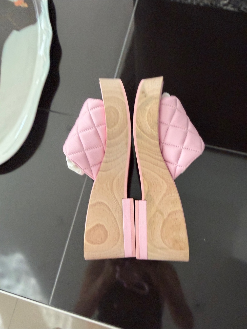 CHANEL Pink Quilted Leather Slide Mules with Gold CC--FLASH SELL-- - Picture 6 of 11